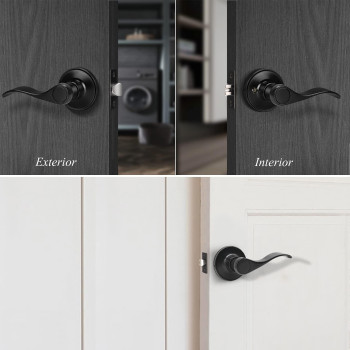 Gobrico 6 Pack Wave Style Passage Levers Interior Door Handles In Matte Black Hallwaycloset Door Locksets