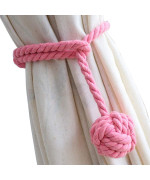 Melaluxe 2 Pack Curtain Tiebacks Heavy Duty Curtain Rope Tieback Handmade Rural Decorative Curtain Holdbacks Pink