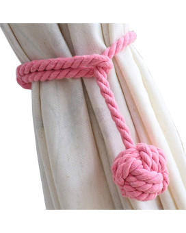 Melaluxe 2 Pack Curtain Tiebacks Heavy Duty Curtain Rope Tieback Handmade Rural Decorative Curtain Holdbacks Pink