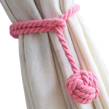 Melaluxe 2 Pack Curtain Tiebacks Heavy Duty Curtain Rope Tieback Handmade Rural Decorative Curtain Holdbacks Pink