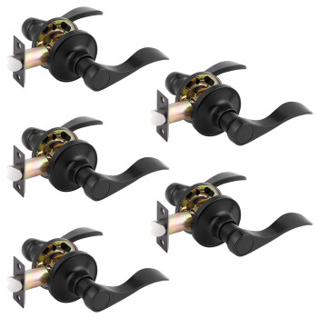 Gobrico 5 Pack Wavestyle Passage Hallcloset Levers In Black Interior Door Handles Locks