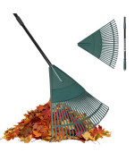 Orientools Garden Leaf Rake Garden Rakes For Lawns Leaves With 4765 Adjustable Black Handle Rake 26 Strong Tines Plastic He