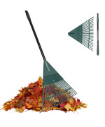 Orientools Garden Leaf Rake Garden Rakes For Lawns Leaves With 4260 Adjustable Black Handle Rake 22 Strong Tines Plastic He