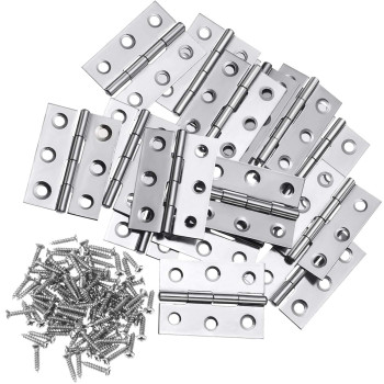 Boao 16 Pieces Small Door Hinges Stainless Steel Folding Butt Hinges Home Furniture Hardware Piano Cabinet Door Hinge With 96 Pi