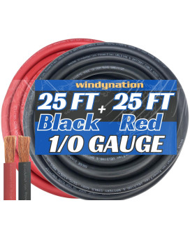 Wni 10 Gauge 25 Feet Black 25 Feet Red 10 Awg Ultra Flexible Welding Battery Copper Cable Wire Made In The Usa Car Invert