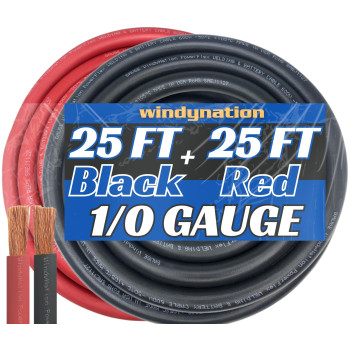 Wni 10 Gauge 25 Feet Black 25 Feet Red 10 Awg Ultra Flexible Welding Battery Copper Cable Wire Made In The Usa Car Invert