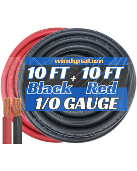 Wni 10 Gauge 10 Feet Black 10 Feet Red 10 Awg Ultra Flexible Welding Battery Copper Cable Wire Made In The Usa Car Invert