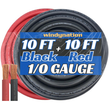 Wni 10 Gauge 10 Feet Black 10 Feet Red 10 Awg Ultra Flexible Welding Battery Copper Cable Wire Made In The Usa Car Invert