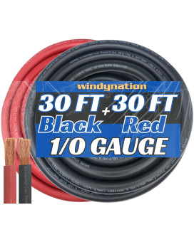 Wni 10 Gauge 30 Feet Black 30 Feet Red 10 Awg Ultra Flexible Welding Battery Copper Cable Wire Made In The Usa Car Invert