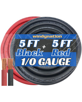 Wni 10 Gauge 5 Feet Black 5 Feet Red 10 Awg Ultra Flexible Welding Battery Copper Cable Wire Made In The Usa Car Inverter