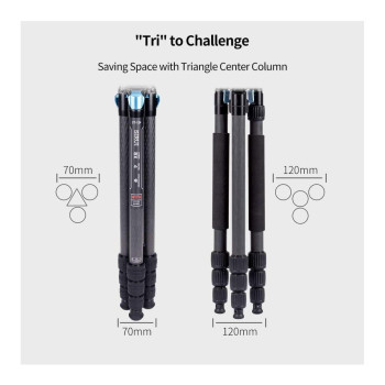 Sirui St124Va5 Carbon Fiber Tripod With Fluid Video Head Triangular Centre Column Waterproof 4 Sections 622Inch Load 66