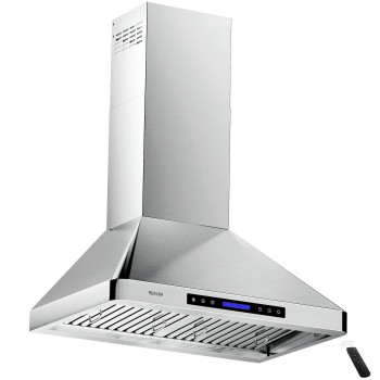 Ekon Wall Chimney Range Hood 30 Ductedductless Convertible Range Hood Stainless Steel 900Cfm With 4 Speeds Touch Control Lcd