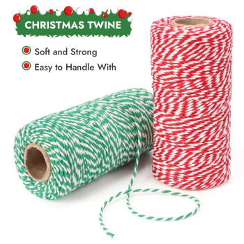 Tenn Well Bakers Twine 656 Feet 2 Rolls Christmas Twine String Ribbon For Gift Wrapping Pastry Boxes Tying Festival Decoratio