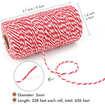 Tenn Well Bakers Twine 656 Feet 2 Rolls Christmas Twine String Ribbon For Gift Wrapping Pastry Boxes Tying Festival Decoratio