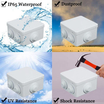 Sunnyglade Abs Plastic Electrical Junction Box Ip55 Waterproof Universal Outlet Box Durable Outdoor Electrical Gang Box White 3