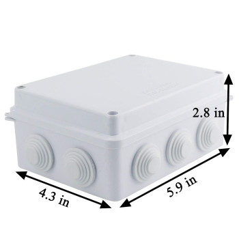 Sunnyglade Abs Plastic Electrical Junction Box Ip65 Waterproof Universal Outlet Box Durable Outdoor Electrical Gang Box White 5