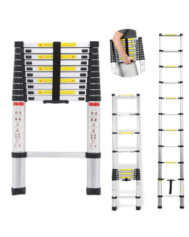 Dicn 105 Feet Telescoping Ladder Extension Folding Aluminum Ladders Light Weight Retractable Collapsible 330Lbs Capacity For Ho