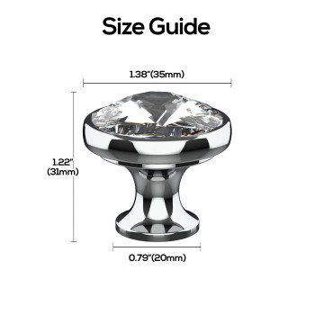 Alzassbg 10 Pack Clear Crystal With Nickel Plated Base Cabinet Knobs 138 Inch 35Mm Diameter Cabinet Hardware Round Crystal