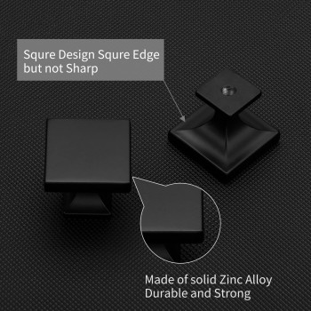 Homdiy 5 Pack Black Square Cabinet Knobs Matte Black Kitchen Knobs Zinc Alloy Drawer Knobs Metal Cabinet Hardware For Drawer Des