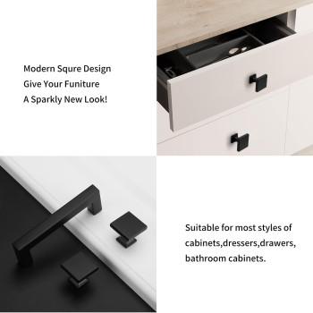 Homdiy 5 Pack Black Square Cabinet Knobs Matte Black Kitchen Knobs Zinc Alloy Drawer Knobs Metal Cabinet Hardware For Drawer Des