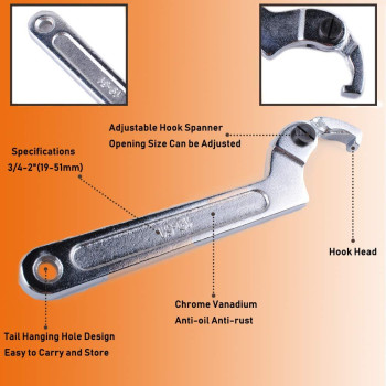 Adjustable C Spanner Hook Wrench Tool Chrome Vanadium 3421951Mm24 3451121Mm Spanner Setused To Tighten Side Slo