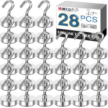 Mikede 28Lb Magnetic Hooks N52 Strong Neodymium Magnets Hooks For Hanging Earth Magnetic Hooks Heavy Duty For Refrigerator Ex