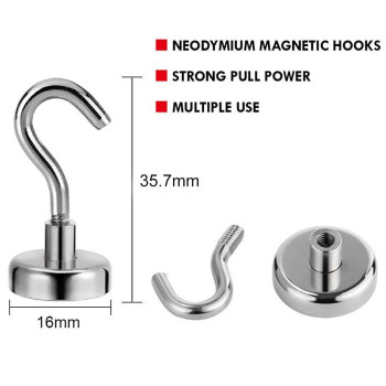 Mikede 28Lb Magnetic Hooks N52 Strong Neodymium Magnets Hooks For Hanging Earth Magnetic Hooks Heavy Duty For Refrigerator Ex