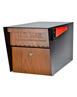 Mail Boss Curbside Wood Grain 7510 Mail Manager Locking Security Mailbox Steel Black