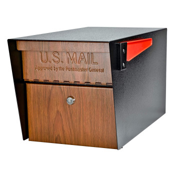 Mail Boss Curbside Wood Grain 7510 Mail Manager Locking Security Mailbox Steel Black