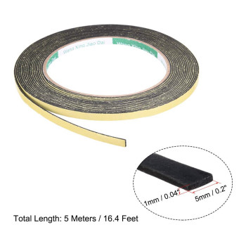 Uxcell Sealing Foam Tape 5Mm Wide 1Mm Thick 5M164Ft Long Self Adhesive Weather Strip For Window Door Insulation Pack Of 2