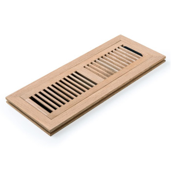 Homewell White Oak Wood Floor Register Flush Mount Vent With Damper 4X14 Inch Unfinished