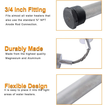 Magnesium Anode Rod For Hot Water Heater Compatible With Rheem Reliance Richmond Ge Tanks44 Flexible Three Quarter 34 Npt T