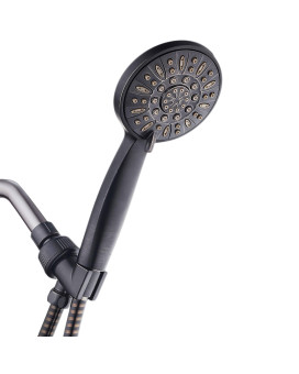 Aquadance Oil Rubbed Bronze High Pressure 6Setting Hand Held Shower Head With Extralong 6 Foot Hose Bracket Anticlog Nozz