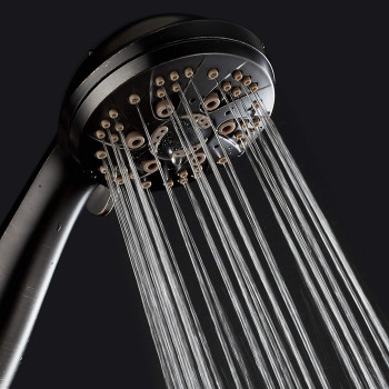 Aquadance Oil Rubbed Bronze High Pressure 6Setting Hand Held Shower Head With Extralong 6 Foot Hose Bracket Anticlog Nozz