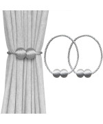 Melaluxe 2 Pack Magnetic Curtain Tiebacks Decorative Curtain Holdbacks For Window D Cor Grey