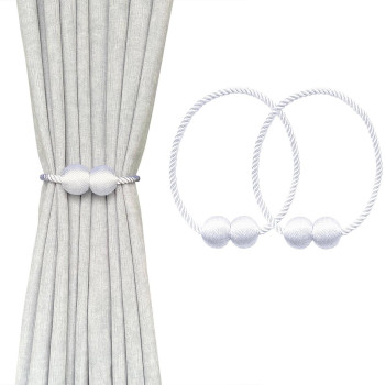 Melaluxe 2 Pack Magnetic Curtain Tiebacks Decorative Curtain Holdbacks For Window D Cor White