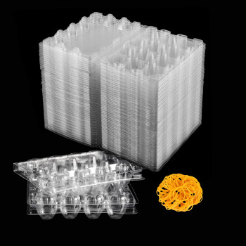 50 Pcs Quail Egg Cartons Plastic Bulk 12 Grids Small Egg Clear Storage Holders With Lids And Rubber Band Stackable Quail Eggs Ca