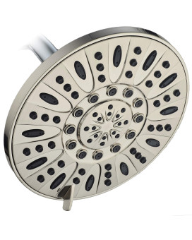 Aquadance Brushed Nickel High Pressure 6Setting 7 Rain Shower Head Angle Adjustable Anticlog Showerhead Jets Toolfree I