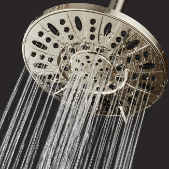 Aquadance Brushed Nickel High Pressure 6Setting 7 Rain Shower Head Angle Adjustable Anticlog Showerhead Jets Toolfree I