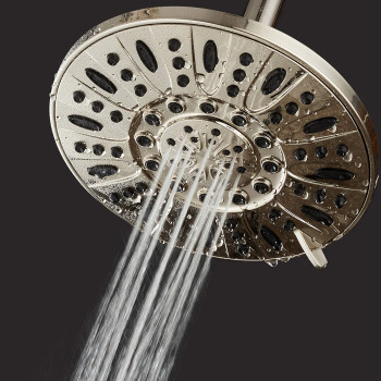 Aquadance Brushed Nickel High Pressure 6Setting 7 Rain Shower Head Angle Adjustable Anticlog Showerhead Jets Toolfree I