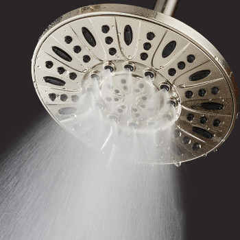 Aquadance Brushed Nickel High Pressure 6Setting 7 Rain Shower Head Angle Adjustable Anticlog Showerhead Jets Toolfree I