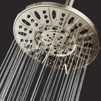 Aquadance Brushed Nickel High Pressure 6Setting 7 Rain Shower Head Angle Adjustable Anticlog Showerhead Jets Toolfree I