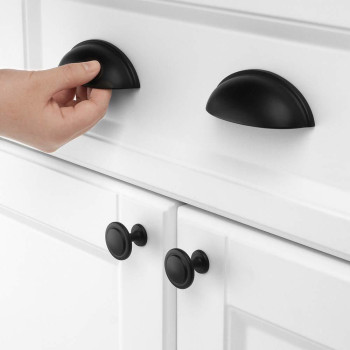 Koofizo Bin Cup Drawer Pull Black Cabinet Handle 76Mm 3 Inch Screw Spacing 10 Pack For Kitchen Cupboard Bedroom Dresser B