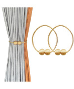 Melaluxe 2 Pack Magnetic Curtain Tiebacks Decorative Curtain Holdbacks For Window D Cor Gold