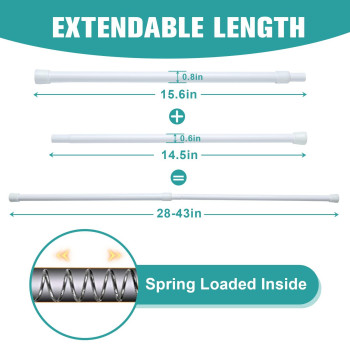 2 Pack Spring Tension Curtain Rod Adjustable 2843 Inches 58 Diameter White