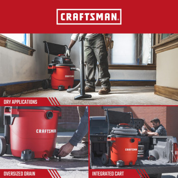 Craftsman Cmxevbe17656 20 Gallon 65 Peak Hp Wet Dry Vac With Cart Heavyduty Shop Vacuum Wet And Dry With Fine Dust Filter Du