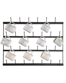 Claimed Corner Mug Rack With Sturdy Steel Frame Matte Black Finish Removable Rubber Caps Wall Mounted Horizontal 34 X 235