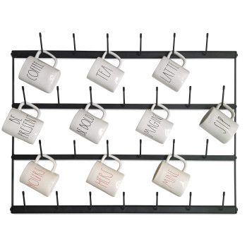 Claimed Corner Mug Rack With Sturdy Steel Frame Matte Black Finish Removable Rubber Caps Wall Mounted Horizontal 34 X 235