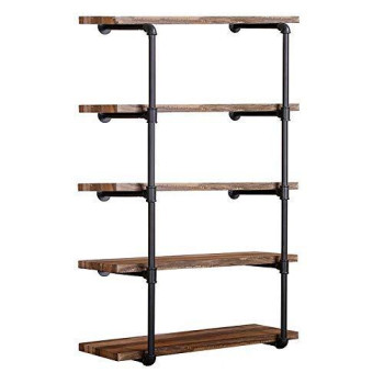 Tianman Industrial Wall Mount Iron Pipe Shelf Shelves Shelving Bracket Vintage Retro Black Diy Open Bookshelf Diy Storage Offcie