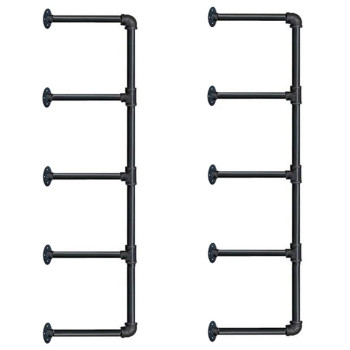 Tianman Industrial Wall Mount Iron Pipe Shelf Shelves Shelving Bracket Vintage Retro Black Diy Open Bookshelf Diy Storage Offcie